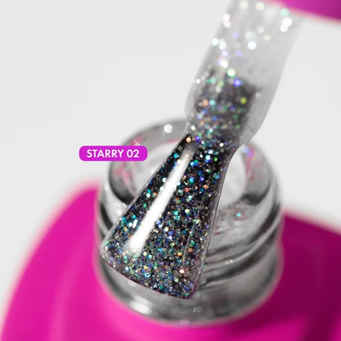 Топ без липкого слоя со светоотражающими частицами Starry Top 02, 7 ml