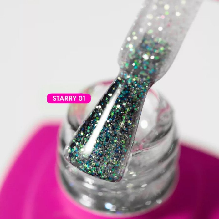 Топ без липкого слоя со светоотражающими частицами Starry Top 01, 7 ml